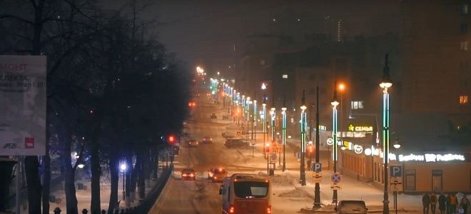 Освещение Комсомольского проспекта города Пермь